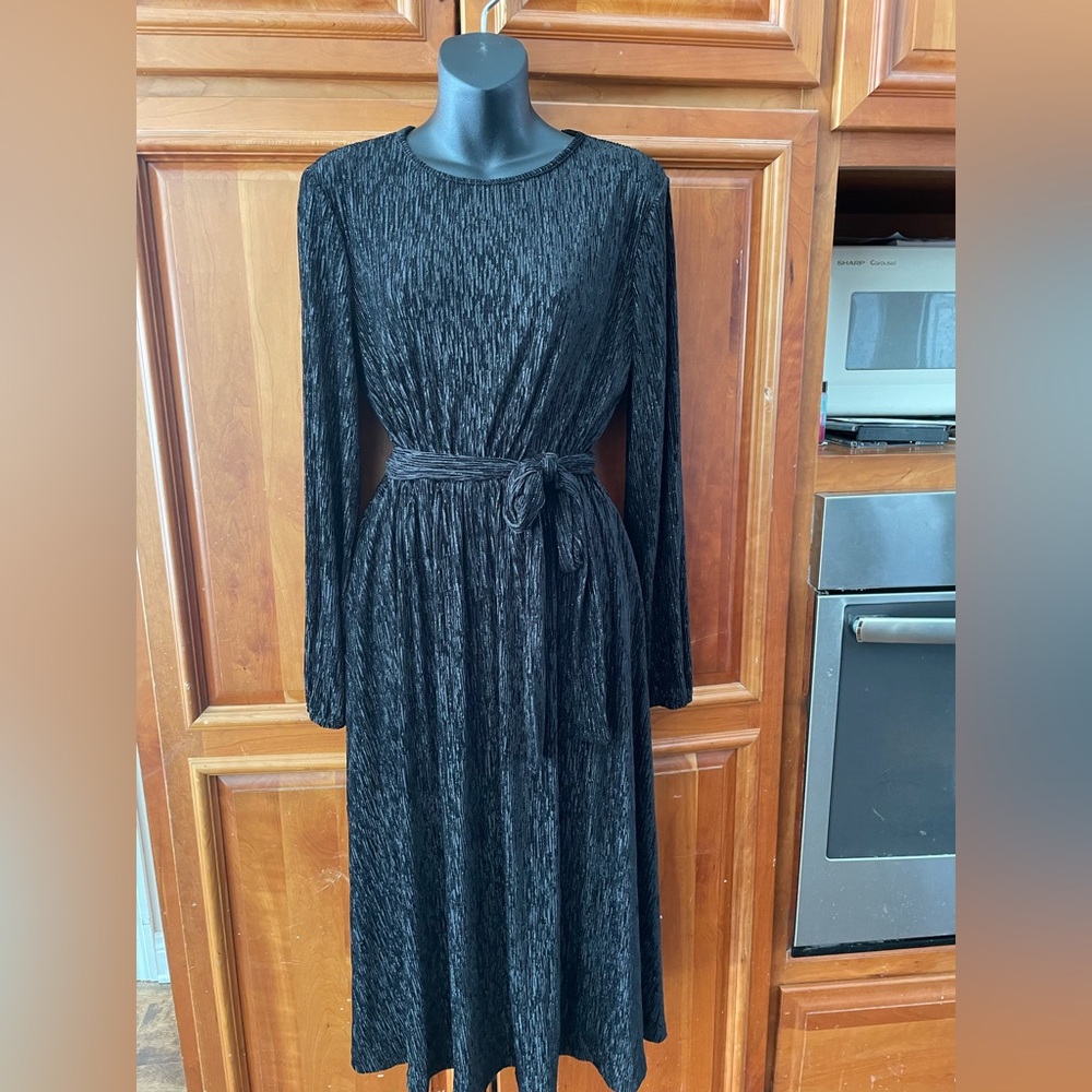 Elegant Vintage Black Long Sleeve Dress